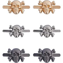 GORGECRAFT 1 Box 30Pcs 3 Colors Skull Prong Studs Ghost Head Studs Skull Head Bone Carving Craft Mixed Color Zinc Alloy Bag Decorative Buckle Clips for Purse Bag Leather Handbag Craft Decorations