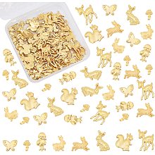 OLYCRAFT 96Pcs Animal Themed Resin Filler 8-Style Alloy Epoxy Resin Supplies Rabbit Squirrel Butterfly Mushroom Chick Sika Deer Filling Accessories for Nail Art Resin Making – Golden