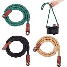 OLYCRAFT 3Pcs 3Colors Camera Strap 38" Cotton Cord Camera Shoulder Straps with PU Imitation Leather Cord End & Iron Finding for Men & Women Photographers