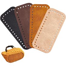 PandaHall Elite 4pcs Leather Bag Bottom for Crochet, 7 x 3 Inch Rectangle Bag Pad Cushion Base Shaper Crochet Bag Bottom Shaper with Holes for DIY Crochet Bag Shoulder Bags Purse Making, Earth Tone