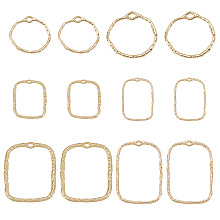 SUNNYCLUE 36Pcs 6 Styles Alloy Open Back Bezel Pendants, For DIY UV Resin, Epoxy Resin, Pressed Flower Jewelry, Rectangle & Ring, Light Gold, 21.5~46x17~32.5x1.5~2mm, Hole: 3~1.5mm, 6pcs/style