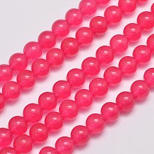 Honeyhandy Natural & Dyed Malaysia Jade Bead Strands, Round, Cerise, 6mm, Hole: 0.8mm, about 64pcs/strand, 15 inch