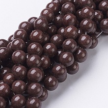 Honeyhandy Natural Mashan Jade Round Beads Strands, Dyed, Coconut Brown, 8mm, Hole: 1mm, about 51pcs/strand, 15.7 inch