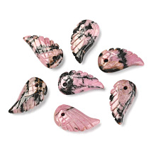 Honeyhandy Natural Rhodonite Pendants, Wing, 17~19x9~11x3~5mm, Hole: 1mm