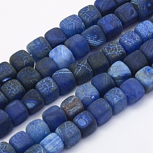 Honeyhandy Natural Weathered Agate Beads Strands, Dyed & Heated, Cube, Alice Blue, 8~10x8.5~9x8.5~9mm, Hole: 1mm, about 41pcs/strand, 14.7 inch(37.5cm)