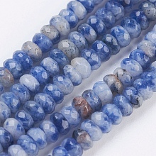 Honeyhandy Natural Blue Spot Jasper Beads Strands, Faceted, Rondelle, 4~4.5x2~2.5mm, Hole: 1mm, about 150pcs/strand, 15.1  inch~15.3 inch(38.5~39cm)