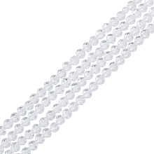 Nbeads 2 Strands Natural Quartz Crystal Beads Strands, Faceted Round, 3mm, Hole: 0.8mm, about 136pcs/strand, 16''(40.64cm)