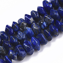 Honeyhandy Natural Lapis Lazuli Beads Strands, Nuggets, Faceted, 9.5~11x6~7mm, Hole: 1.2mm, about 30~32pcs/strand, 7.48 inch(19cm)