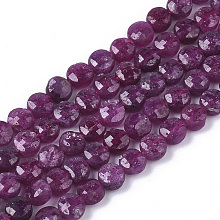 Honeyhandy Natural Ruby/Red Corundum Beads Strands, Faceted, Flat Round, 4x2.5mm, Hole: 0.6mm, about 102pcs/strand, 15.35 inch(39cm)