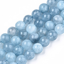 Honeyhandy Natural Quartz Beads Strands, Imitation Aquamarine, Dyed, Round, Light Sky Blue, 8.5mm, Hole: 1mm, about 47~49pcs/strand, 14.96 inch~15.67 inch(38cm~39.8cm)