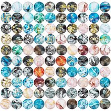 PandaHall Elite 12mm Printed Glass Cabochon Dome Tiles Marble Pattern Cabochon Ornaments Half Round Cabochon Beads Flatback 100pcs for Photo Pendant Cameo Jewelry Embellishment Decoration Crafts