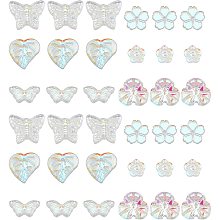 Pandahall Elite 120pcs 6 Styles Butterfly Beads, Flower Leaf Glass Beads Animal Plant Charms Crystal Pendants Spacers for Spring Summer Earring Bracelet Necklace Jewelry Making Decorations