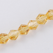 Honeyhandy Imitation Austrian Crystal 5301 Bicone Beads, Faceted Glass Beads Strands, Gold, 2x3mm, Hole: 0.5mm, about 160~180pcs/strand, 16.54 inch~17.32 inch(42~44cm)