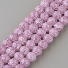 Honeyhandy Synthetic Crackle Quartz Beads Strands, Round, Dyed, Plum, 6mm, Hole: 1mm, about 66pcs/strand, 15.7 inch