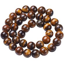 Pandahall Elite 5 Strands 10mm Natural Tiger Eye Gemstone Chains Round Loose Stone Beads for Jewelry Making 15.5" (195pcs)