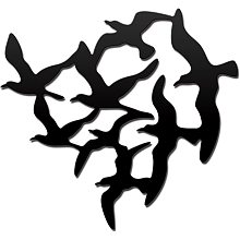 Arricraft Metal Wall Art Home Flock of Birds Decor Wall Hanging Plaques Ornaments Iron Wall Art Sculpture Sign for Home Living Room Bedroom Office Decoration Black 11x11.8in