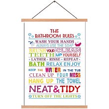 Arricraft The Bathroom Rules Cotton Linen Hanging Painting Motivational Saying Art Print Inspirational Word Poster Perfect Print for Bathroom Bedroom Living Room Home Office Decoration 44x28cm