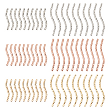 BENECREAT 60Pcs 2Size 14K Gold Plated Noodle Tube Spacer Beads, Light Gold Silver Rose Gold Curved Noodle Tube Beads for DIY Bracelet Necklace Jewelry Making, 10Pcs/Style