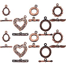 SUPERFINDINGS 10 Sets 5 Styles Brass Toggle Clasps Red Copper OT Buckle Rack Plating Jewelry Clasp Connectors for DIY Jewelry Making Crafts