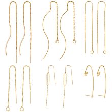 UNICRAFTALE 12pcs 6 Styles Golden Plated Ear Threads Brass Earring Threader with Loop Threader Earrings Tassel Drop Earrings for Jewelry Earring Making 1.9-4.7inches