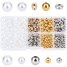 CHGCRAFT 810Pcs 9 Styles Round Pearl Beads 6mm 8mm Pearl Beads for Crafts Golden Silver Round Oval Plastic Beads for DIY Craft Necklaces Choker Jewelry Making