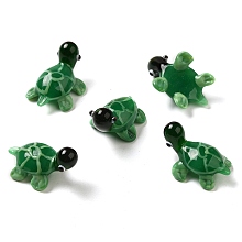 Honeyhandy Handmade Lampwork Home Decorations, 3D Turtle Ornaments for Gift, Green, 26~28x19~20x18~20mm