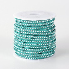 Rivet Faux Suede Cord, Faux Suede Lace, with Aluminum, Dark Turquoise, 3x2mm; about 20yards/roll