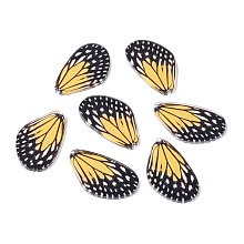 ARRICRAFT Spring and summer series Acrylic Pendants, for Earring Making, Butterfly Wing, Gold, 39.5x23.5x2mm, Hole: 1.6mm