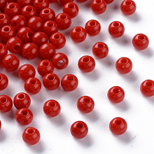 Honeyhandy Opaque Acrylic Beads, Round, FireBrick, 6x5mm, Hole: 1.8mm, about 4400pcs/500g