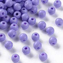 Honeyhandy Opaque Acrylic Beads, Round, Medium Purple, 6x5mm, Hole: 1.8mm, about 4400pcs/500g