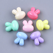 Honeyhandy Opaque Solid Color Bunny Acrylic Beads, Rabbit Head, Mixed Color, 16x13x10mm, Hole: 2mm, about 520pcs/500g