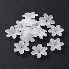 Honeyhandy 6-Petal Transparent Acrylic Bead Caps, Frosted, Flower, WhiteSmoke, 25.5x23x5.5mm, Hole: 1.6mm, about 892pcs/500g