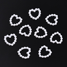 Honeyhandy Rainbow ABS Plastic Imitation Pearl Linking Rings, Gradient Mermaid Pearl, Heart, Creamy White, 11x11x2mm, Inner Measure: 5.5x7mm, about 1000pcs/bag