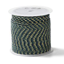 Honeyhandy 4-Ply Cotton Cord, Handmade Macrame Cotton Rope, with Gold Wire, for String Wall Hangings Plant Hanger, DIY Craft String Knitting, Dark Green, 1.5mm, about 21.8 yards(20m)/roll