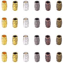 PandaHall Elite 180pcs 6 Color Column Spacer Beads Tibetan Filigree Tube Metal Spacers for Bracelet Necklace Jewelry Making, Hole: 3.5mm