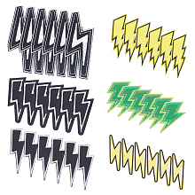 FINGERINSPIRE 36PCS Lightning Iron On Patch 6 Style Sew On Appliques Yellow Black Green Lightning Bolt Polyester Computerized Embroidery Patches with Adhesive Back for Clothing Backpack Decor