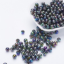 Honeyhandy Eco-Friendly Poly Styrene Acrylic Beads, AB Color Plated, Round, Colorful, 8mm, Hole: 1mm, about 2000pcs/500g