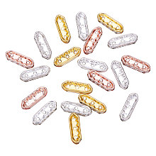 Brass Rhinestone Bridge Spacers, Hexagon, Crystal, Mixed Color, 21x7x4mm, Hole: 1mm, 90pcs/box