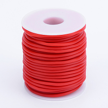 Honeyhandy Hollow Pipe PVC Tubular Synthetic Rubber Cord, Wrapped Around White Plastic Spool, Red, 3mm, Hole: 1.5mm, about 27.34 yards(25m)/roll