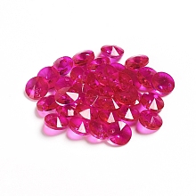 Honeyhandy Glass Charms, Faceted, Cone, Deep Pink, 8x4mm, Hole: 1~1.2mm