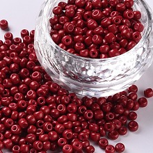 Honeyhandy Baking Paint Glass Seed Beads, Dark Red, 12/0, 1.5~2mm, Hole: 0.5~1mm, about 30000pcs/bag