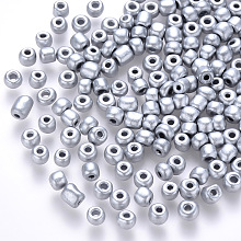 Honeyhandy 12/0 Baking Paint Glass Round Seed Beads, Silver, 1.5~2x1.5mm, Hole: 0.5~1mm, about 30000pcs/pound