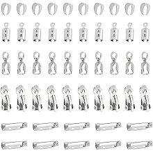 Arricraft 50 Pcs Jewelry Making Kit, Includes Fold Over Cord Ends, Ice Pick Pinch Bails, Snap on Bails, Pin Brooch Back Bar Findings and Clip-On Earrings Findings for Making Jewelry, 10 Pcs/Style