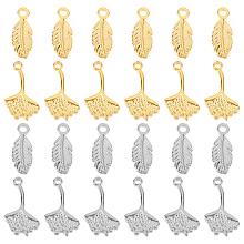 DICOSMETIC 24Pcs 2 Styles Leaf Charms Stainless Steel Ginkgo Leaf Charms Leaf Shape Pendants Golden Tree Leaves Texture Pendants for DIY Bracelet Necklace Jewelry Making, Hole: 1.8~2mm