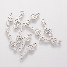 Honeyhandy 304 Stainless Steel Pendants, Treble Clef, Stainless Steel Color, 16.3x5.3x1mm, Hole: 1.5mm