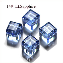 Honeyhandy Imitation Austrian Crystal Beads, Grade AAA, Faceted, Cube, Light Sky Blue, 5~5.5x5~5.5x5~5.5mm(size within the error range of 0.5~1mm), Hole: 0.7~0.9mm