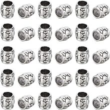 CHGCRAFT 100pcs Tibetan Alloy Column Tube Beads Loose Beads Tibetan Spacer Beads Antique Silver Column Alloy Tube with Dog Paw Prints