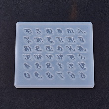 Honeyhandy Silicone Pendant Molds, Resin Casting Molds, For UV Resin, Epoxy Resin Jewelry Making, Number & Letter, White, 80x90x4mm