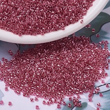 Honeyhandy MIYUKI Delica Beads, Cylinder, Japanese Seed Beads, 11/0, (DB0914) Sparkling Rose Lined Crystal, 1.3x1.6mm, Hole: 0.8mm, about 2000pcs/10g