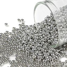 TOHO Round Seed Beads, Japanese Seed Beads, (714) Metallic Silver, 11/0, 2.2mm, Hole: 0.8mm, about 1110pcs/10g